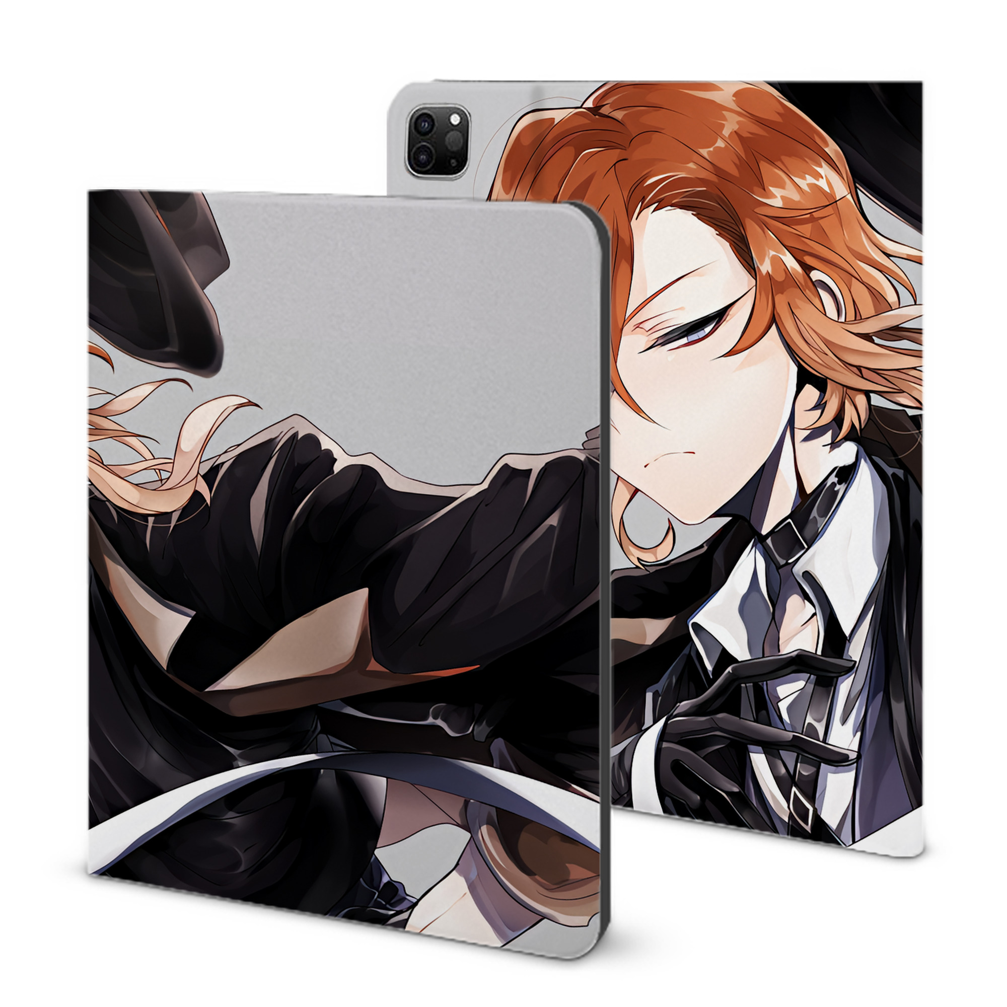 （画像用） 文豪ストレイドッグス Bungo Stray Dogs IPad ケース ブック型 PUレザー TPU 耐衝撃 軽量 薄型 ペン収納なし 全面保護 IPad 各モデル対応